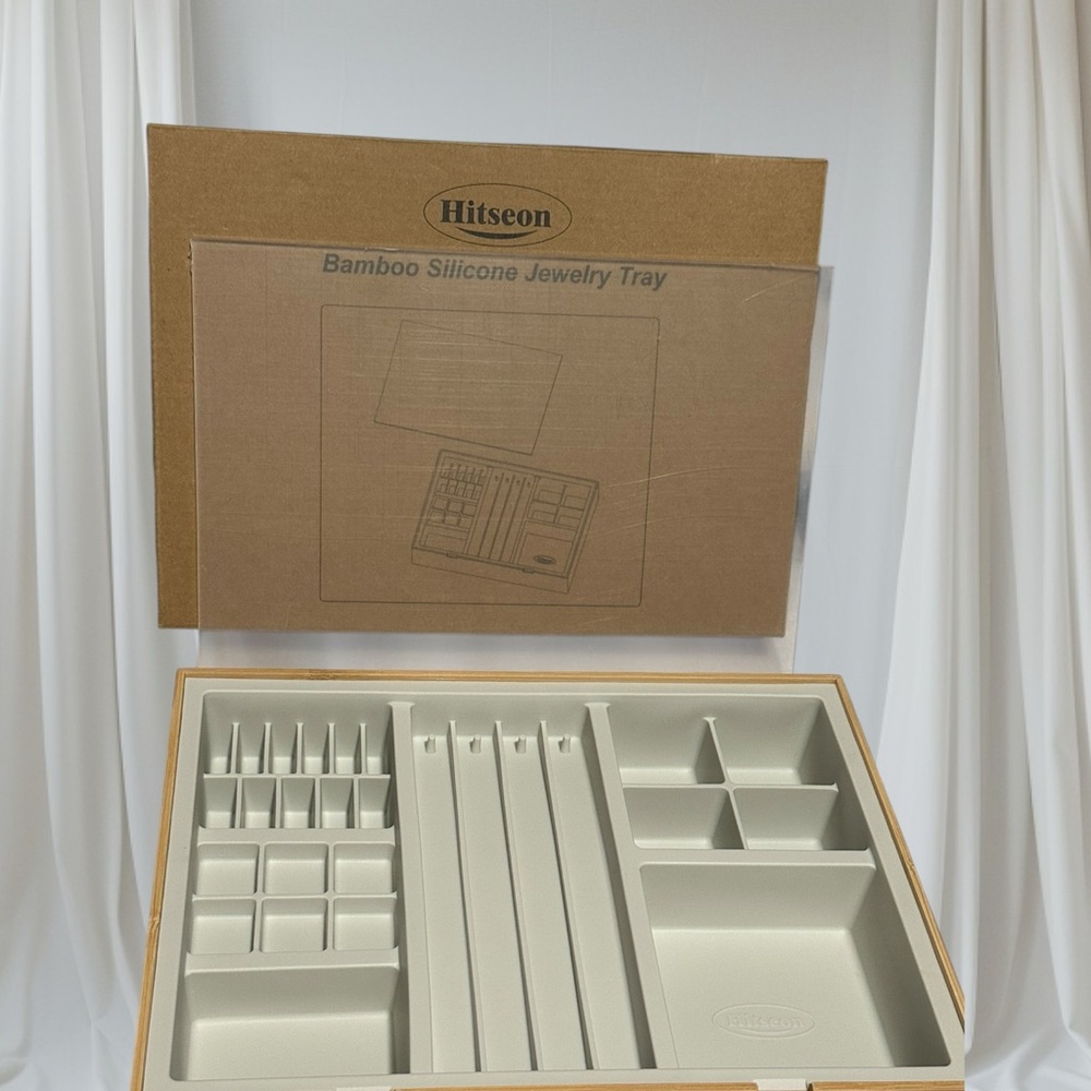 Bamboo Jewelry Tray Organizer - Cream